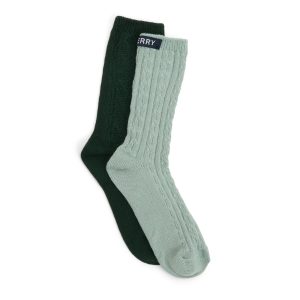Ladies 2-Pack Cable Knit Boot Sock